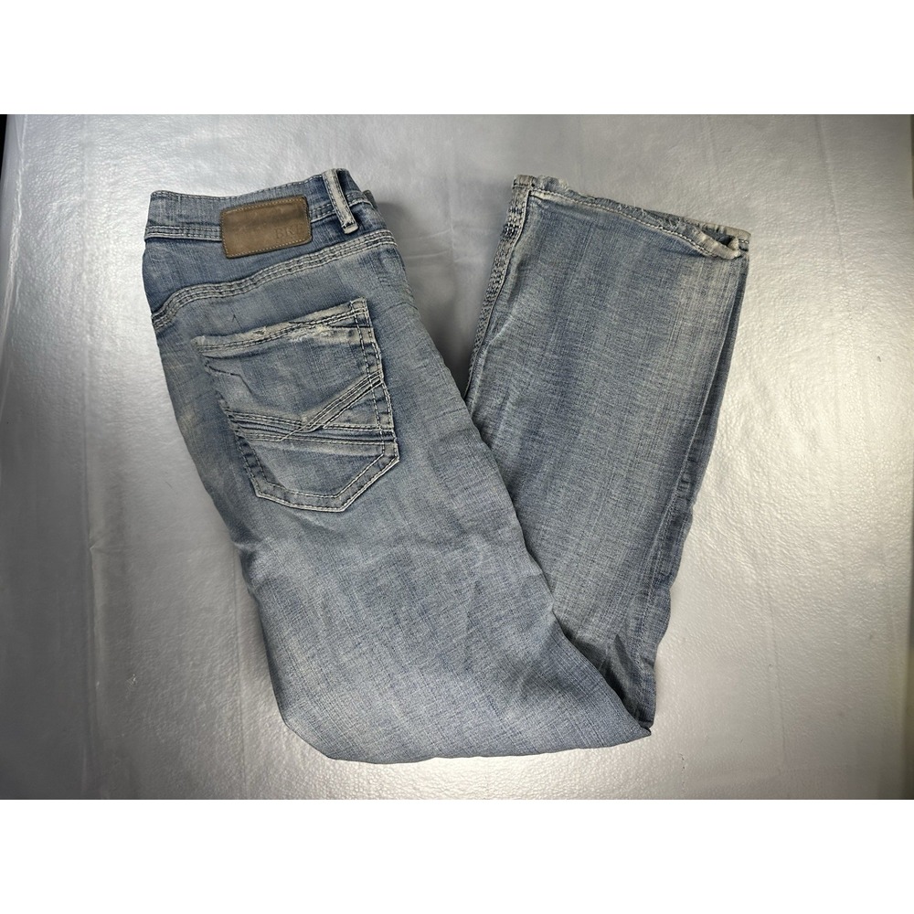 BKE Aiden Jeans Mens 30x30 Light Wash Distressed Stretch Denim Straight Leg